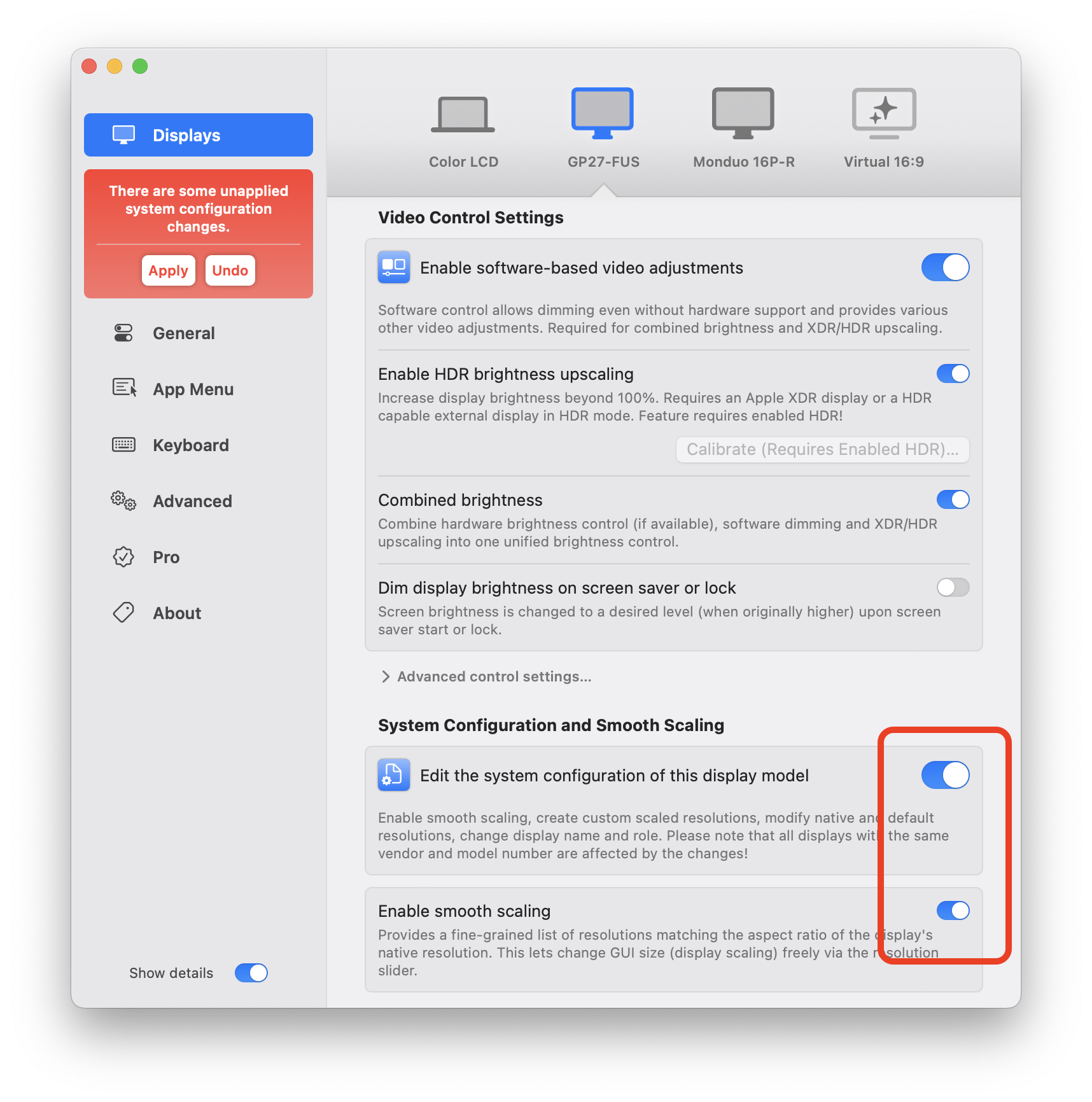 弹性缩放设置界面