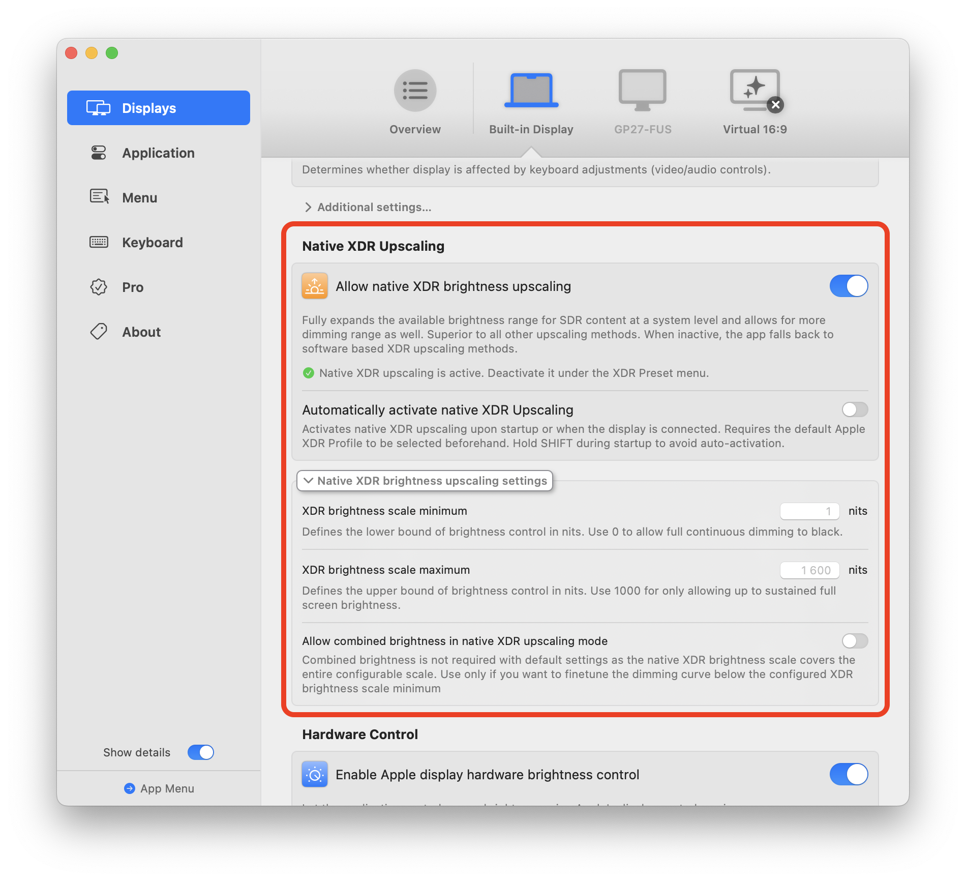 XDR 自动激活设置